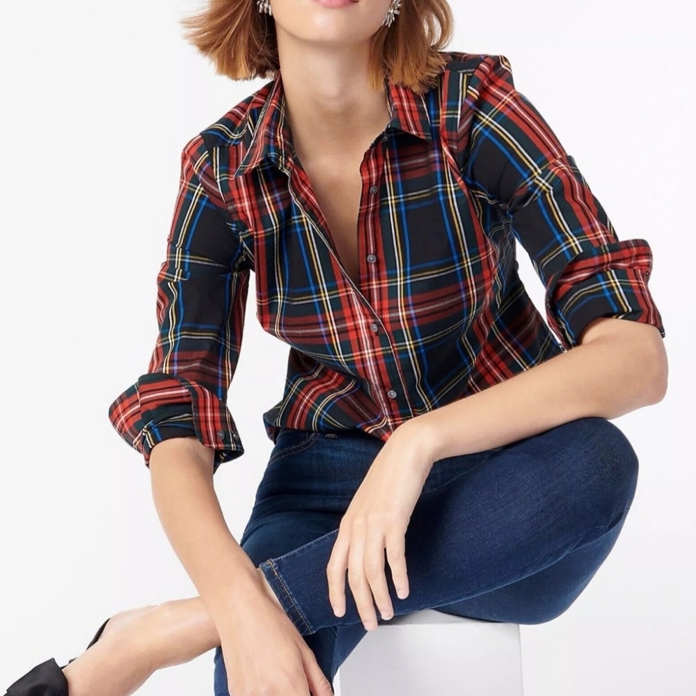 J.crew black Plaid Shirt blouse 4